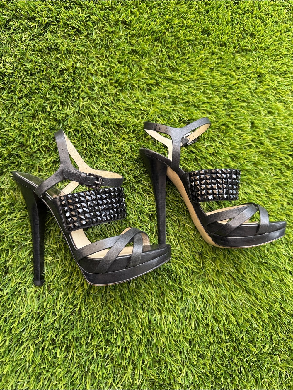 Michael Kors Black Studded Platform Heel Sandals